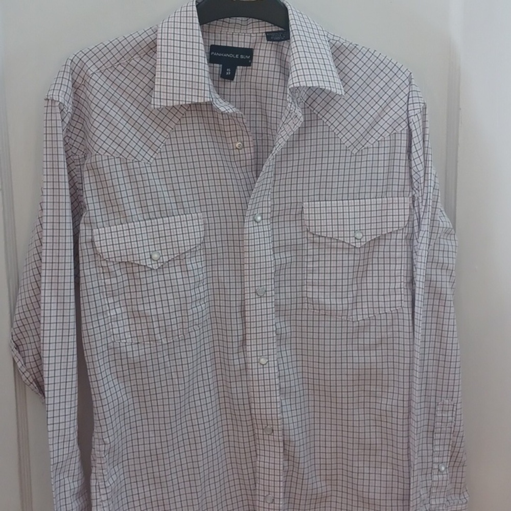 Men's Panhandle Slim Shirt Western Style Snaps Size 15/33